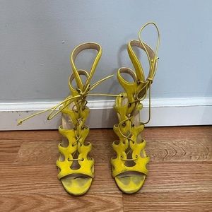 Lace up Yellow Christian Louboutins